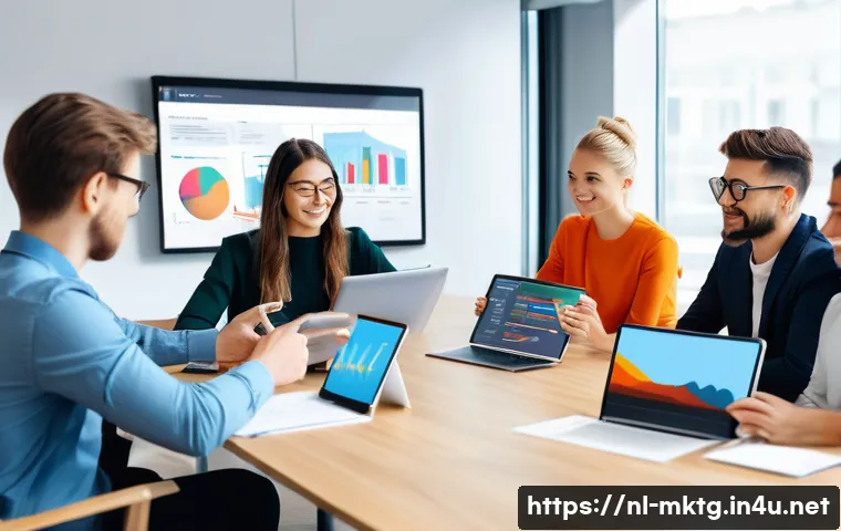 마케팅관리사 실기 시험 예상 문제 - **Prompt for Digital Marketing Strategy Session:**
"A diverse group of young adult marketing pro...