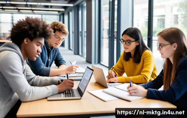 마케팅관리사 시험 대비 최종 점검 리스트 - **Prompt:** A diverse group of university students, both male and female, diligently studying in a b...