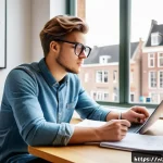 Home 22 마케팅관리사 시험 대비 시험지 분석법 - A focused Dutch student sitting at a modern study desk in a bright, cozy room filled with marketing ...
