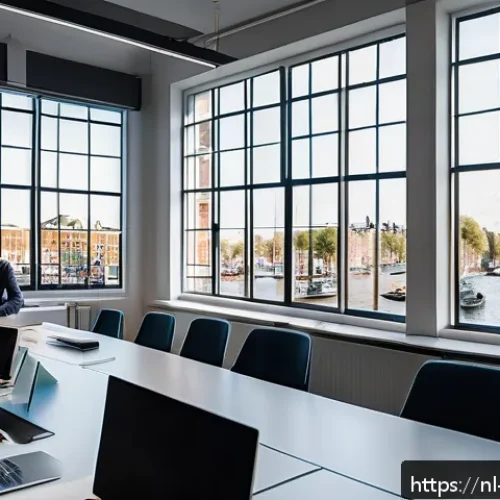 Home 17 마케팅관리사와 소셜미디어 마케팅 차이점 - A modern Dutch office environment with a diverse marketing team collaboratively planning a long-term...
