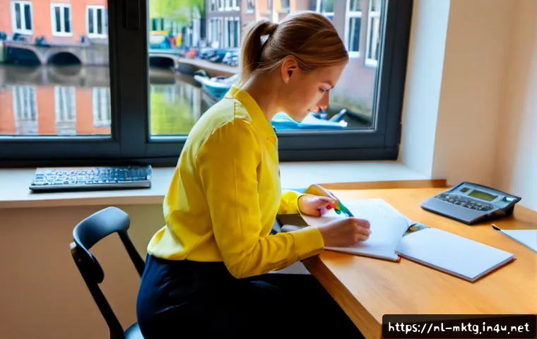 마케팅관리사 자격증 필수 과목 - Photorealistic Dutch adult student preparing for a marketing management certification exam at a clea...
